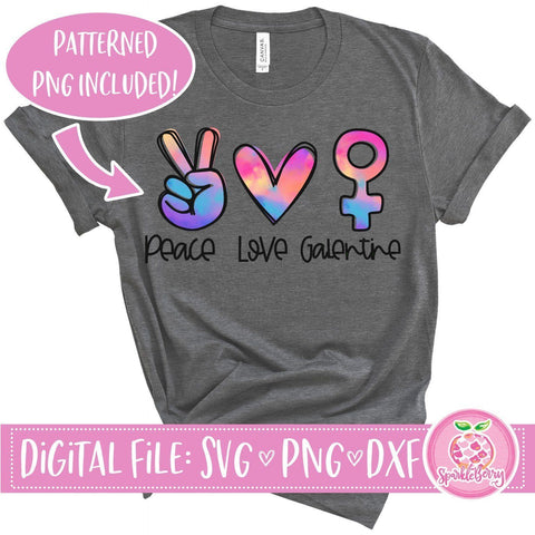 Peace Love Galentine | SVG Cut fie | Patterned PNG for Print SVG SparkleBerry 
