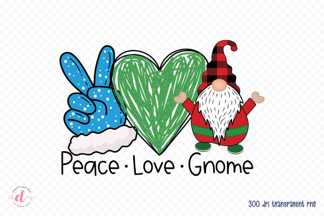 Peace Love Gnome, Christmas PNG Sublimation Sublimation CraftLabSVG 