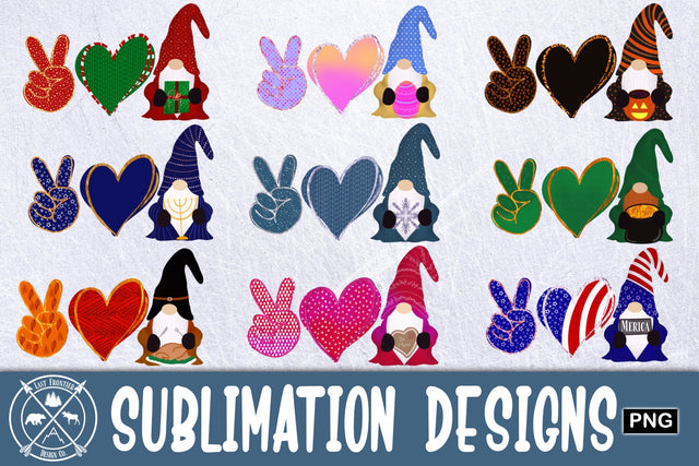 Peace Love Gnome Holiday Sublimation Sublimation Last Frontier Design Co. 