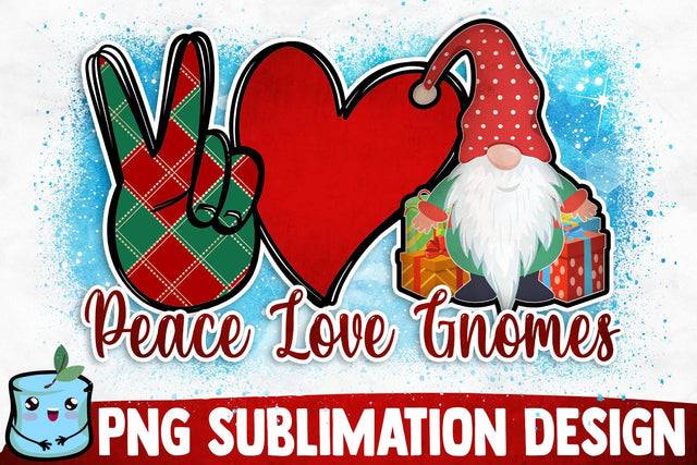 Peace Love Gnomes Sublimation Design Sublimation MintyMarshmallows 