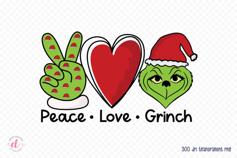 Peace Love Grinch - Christmas Sublimation Design Sublimation CraftLabSVG 