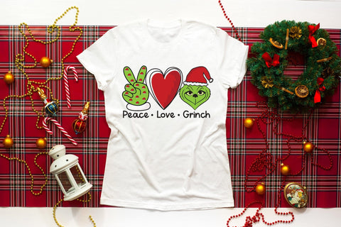 Peace Love Grinch - Christmas Sublimation Design Sublimation CraftLabSVG 