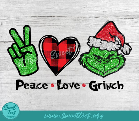 Peace Love Grinch Christmas Sublimation Waterslide PNG JPG Sublimation Sweet Tees 