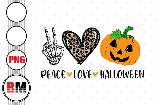 Peace Love Halloween Pumpkin PNG Files Sublimation BMDesign 