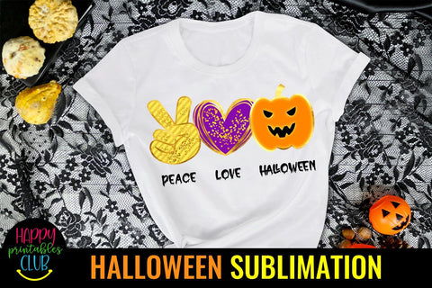 Peace Love Halloween Sublimation-Halloween Peace Love PNG Sublimation Happy Printables Club 