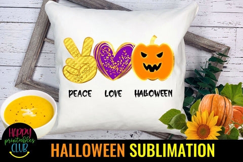 Peace Love Halloween Sublimation-Halloween Peace Love PNG Sublimation Happy Printables Club 