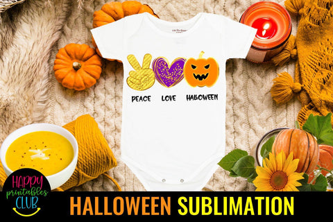 Peace Love Halloween Sublimation-Halloween Peace Love PNG Sublimation Happy Printables Club 