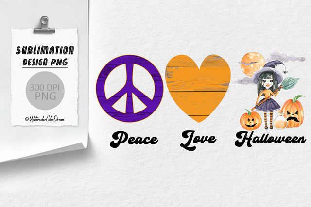 Peace love Halloween Sublimation WatercolorColorDream 