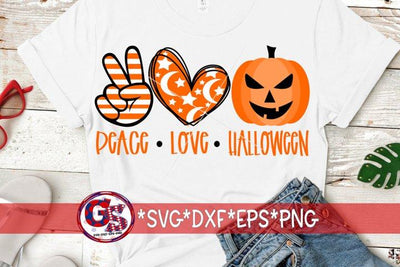 Peace Love Halloween-SVG DXF EPS PNG SVG Greedy Stitches 