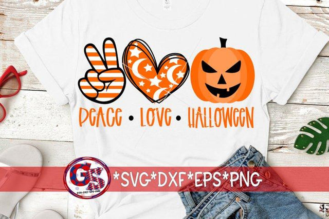 Peace Love Halloween-SVG DXF EPS PNG SVG Greedy Stitches 