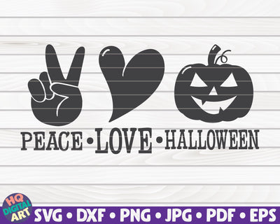 Peace Love Halloween SVG | Halloween quote SVG SVG HQDigitalArt 
