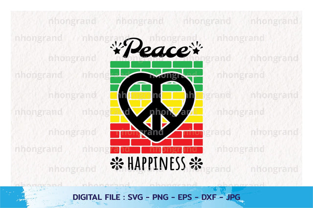 peace love happiness with brick hippy style Silhouette, PNG SVG File, Digital Download SVG nhongrand 