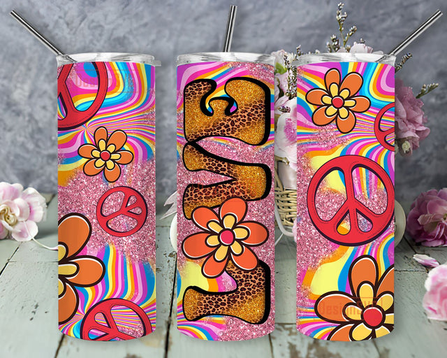 Peace love hippie daisy 20oz skinny tumbler png sublimation design download, hippie png, hippie soul png, sublimate designs download Sublimation DesignSVG 