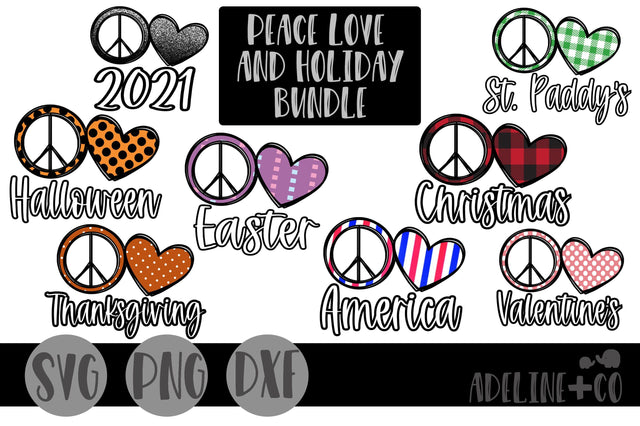 Peace love holiday bundle SVG Adeline&co 