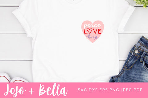 Peace Love Hug Svg, Valentine's Sign SVG, Galentine's Svg, Valentine's Day Quote, Valentine's Day Farmhouse Svg, Cricut SVG, laser cut file SVG Jojo&Bella 