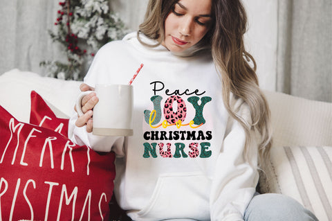 Peace Love Joy Christmas Nurse Sublimation SVGArt 