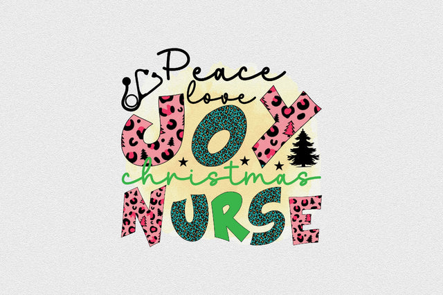 Peace Love Joy Christmas Nurse Sublimation SVGArt 