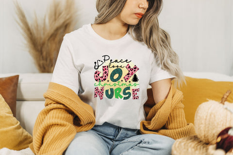Peace Love Joy Christmas Nurse Sublimation SVGArt 