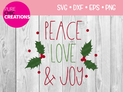 Peace Love & Joy - Cricut - Silhouette - svg - dxf - eps - png - Digital File - SVG Cut File - Christmas SVG - Christmas clipart - clipart SVG Pure Chic Creations 