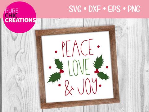 Peace Love & Joy - Cricut - Silhouette - svg - dxf - eps - png - Digital File - SVG Cut File - Christmas SVG - Christmas clipart - clipart SVG Pure Chic Creations 