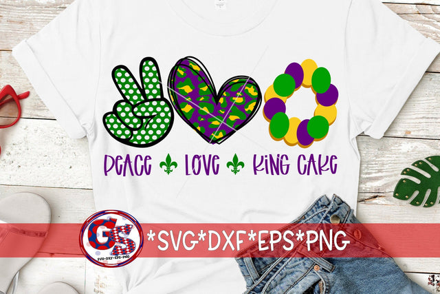 Peace Love King Cake SVG DXF EPS PNG-Mardi Gras SVG SVG Greedy Stitches 