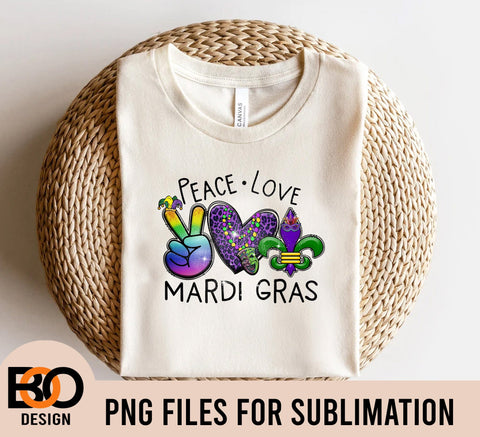 Peace Love Mardi Gras PNG, Mardi Gras PNG, Peace PNG, Love PNG, Mardi Gras PNG, Mardi Grass Leopard Sublimation BOO-design 
