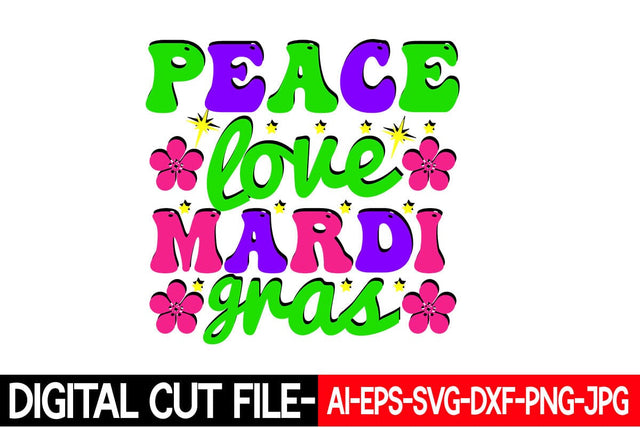 Peace Love Mardi Gras Svg Cut File SVG Blessedprint 