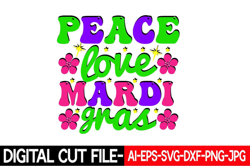 Peace Love Mardi Gras Svg Cut File SVG Blessedprint 