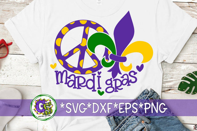 Peace Love Mardi Gras SVG DXF EPS PNG SVG Greedy Stitches 
