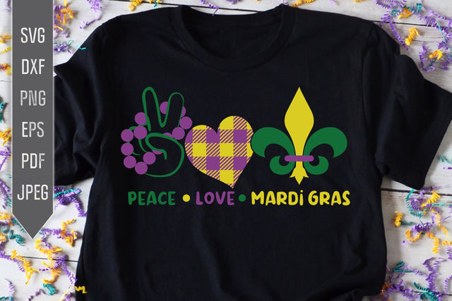 Peace Love Mardi Gras Svg. Fat Tuesday Svg. New Orleans, Louisiana, Fleur de Lis. Mardi Gra Festival Celebration. Cricut, Silhouette dxf, png SVG Mint And Beer Creations 