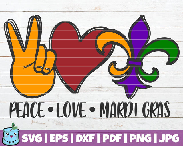 Peace Love Mardi Gras SVG MintyMarshmallows 