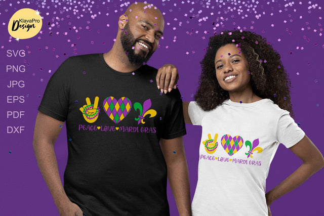 Peace Love Mardi Gras Svg. Peace Sign, Heart, Fleur de Lis SVG Klava P 