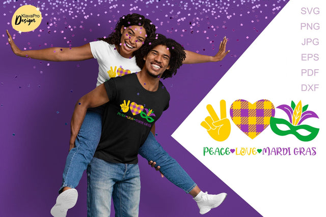 Peace Love Mardi Gras Svg. Peace Sign, Heart, Mask SVG Klava P 