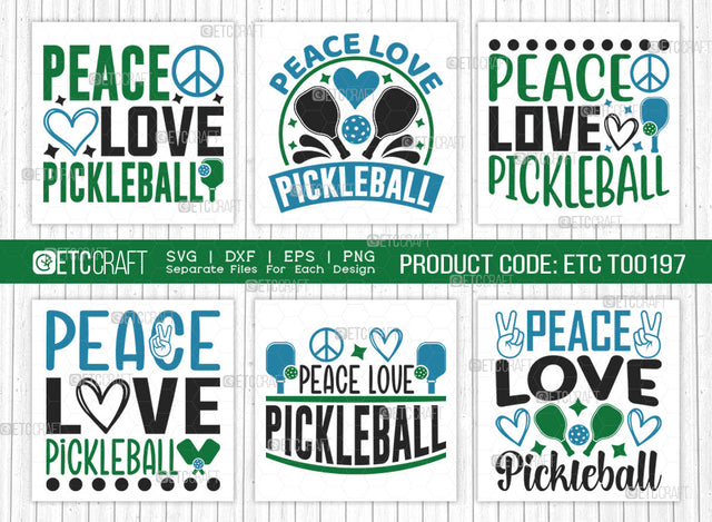 Peace Love Pickleball SVG Bundle, Pickleball Svg, Sports Svg, Pickleball Game Svg, Pickleball Tshirt Design, Pickleball Quotes, ETC T00198 SVG ETC Craft 