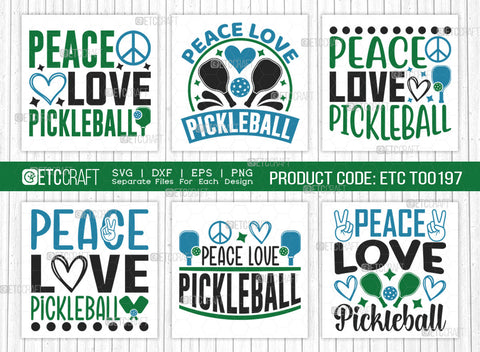 Peace Love Pickleball SVG Bundle, Pickleball Svg, Sports Svg, Pickleball Game Svg, Pickleball Tshirt Design, Pickleball Quotes, ETC T00198 SVG ETC Craft 