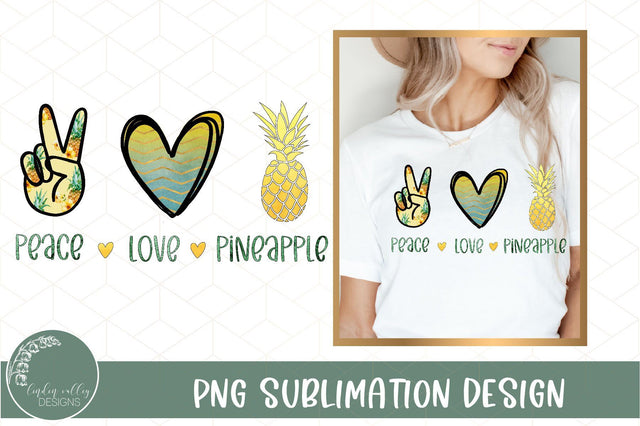 Peace Love Pineapple Sublimation- Pineapple Sublimation PNG Sublimation Linden Valley Designs 