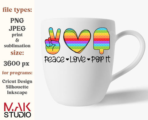 Peace love pop it png, Peace love pop it sublimation png, Rainbow pop it png, Fidget png, Ice cream poppin png, Heart pop it png, Pop it png Sublimation MAKStudion 