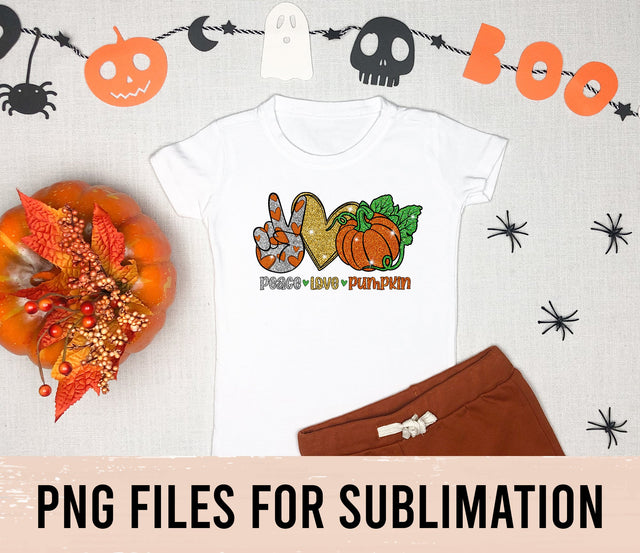 Peace Love Pumpkin Glitter PNG, Pumpkin Png, Peace Png, Happy Halloween Png, SVG BOO-design 