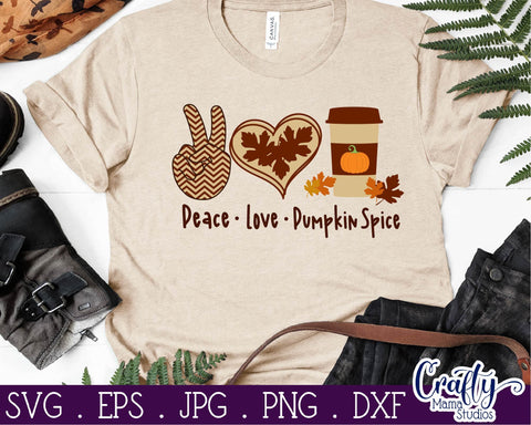 Peace Love Pumpkin Spice - Pumpkin - Fall - Autumn SVG Crafty Mama Studios 