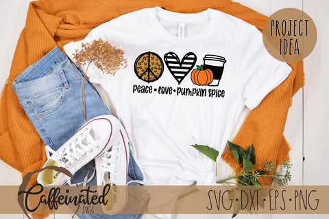 Peace Love Pumpkin Spice SVG SVG Caffeinated SVGs 