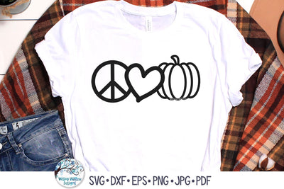 Peace Love Pumpkin Svg SVG Wispy Willow Designs 