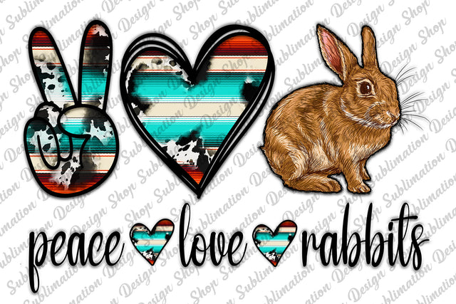 Peace Love Rabbits Png, Rabbit Png, Watercolor Rabbit Png, Bunny Sublimation Design, Cowhide Serape, Western Sublimation, Digital Download Sublimation SublimationDesignShop 