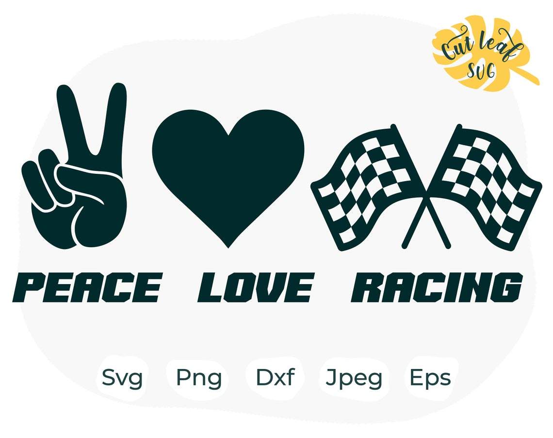 Peace Love Racing Vector Racing Heart Clip Art
