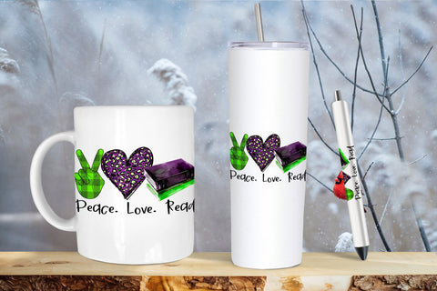 Peace Love Read Book Lover PNG Sublimation Design Sublimation Natasha Prando 