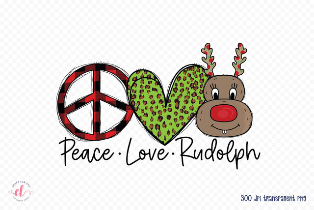 Peace Love Rudolph, Christmas PNG Sublimation Sublimation CraftLabSVG 