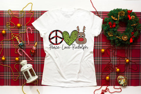 Peace Love Rudolph, Christmas PNG Sublimation Sublimation CraftLabSVG 