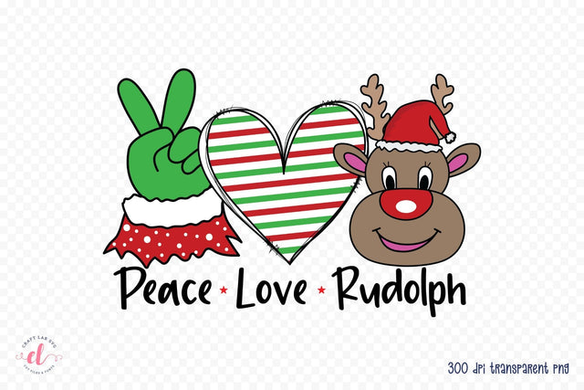 Peace Love Rudolph - Christmas Sublimation Design Sublimation CraftLabSVG 