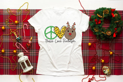 Peace Love Rudolph PNG Christmas Sublimation Sublimation CraftLabSVG 