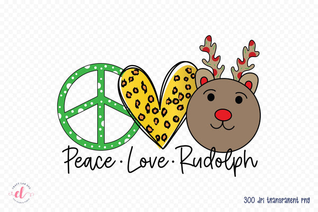 Peace Love Rudolph PNG Christmas Sublimation Sublimation CraftLabSVG 