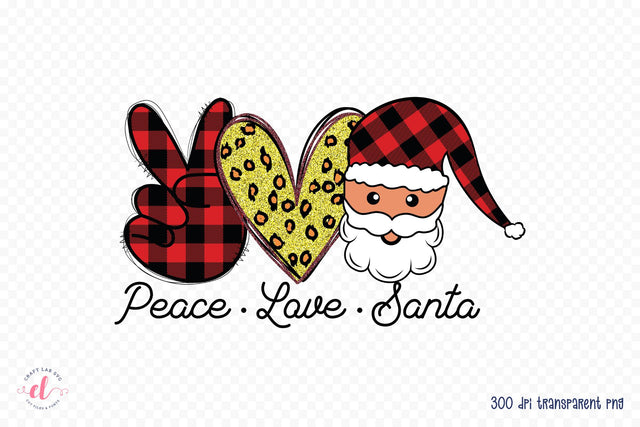 Peace Love Santa, Christmas PNG Sublimation Sublimation CraftLabSVG 
